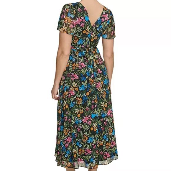 Kensie Blossoms Floral Print V-Neck Short Sleeve A-Line Dress size Zero - Picture 10 of 16